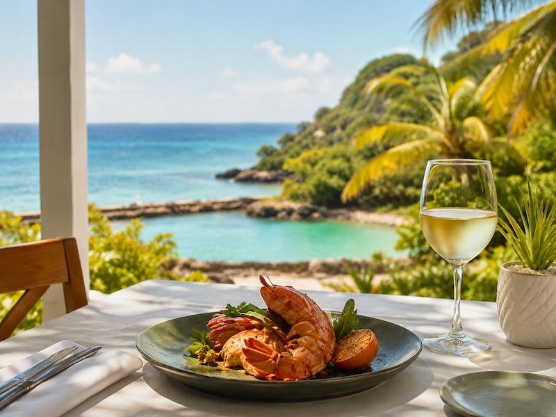 Dining by the sea in Nevis