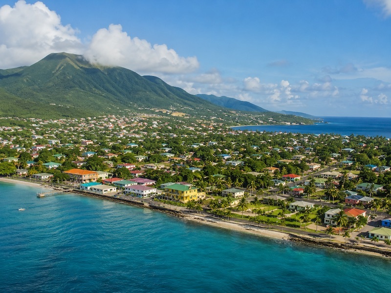 Coastal town view in Nevis